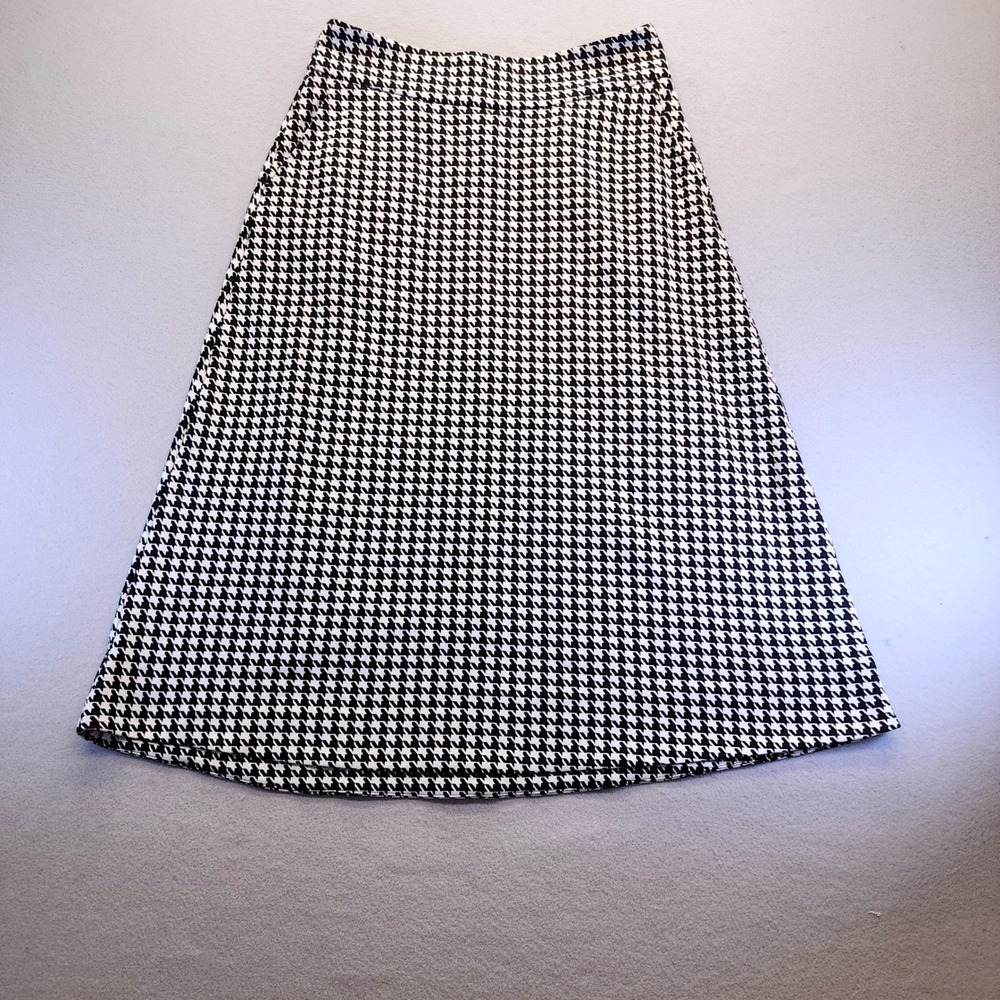 Cabi Houndstooth Skirt Black White Knit A-Line Professional Workwear Size 6 4023